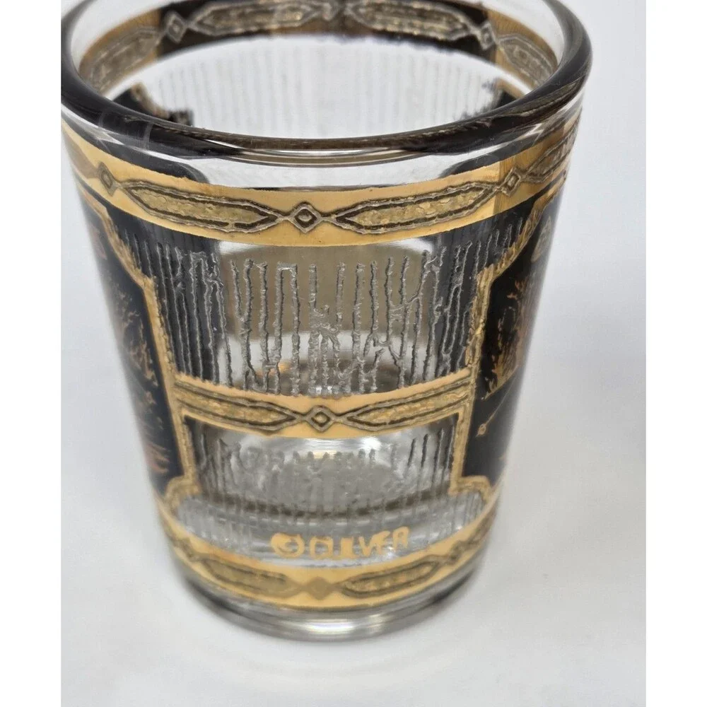 Culver 22K Gold Shot Glass Set Seven Springs San Francisco 1960s SouvenirCulver‎
